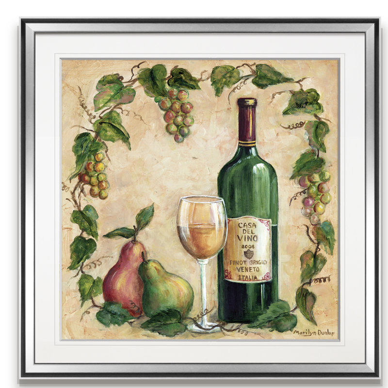 " Casa Del Vino ", 16" H x 16" W x 1.5" D, Silver Framed