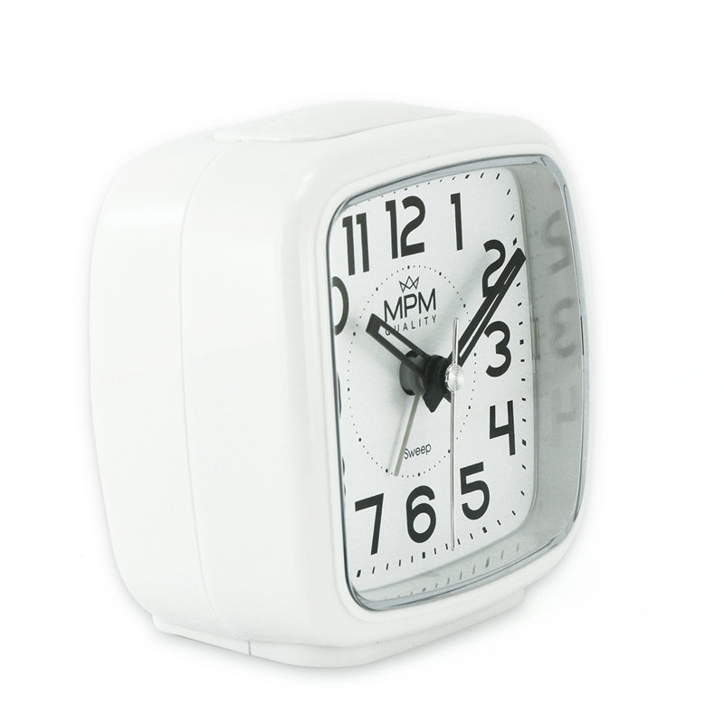 Quartz movement / Crystal Alarm Tabletop Clock, White