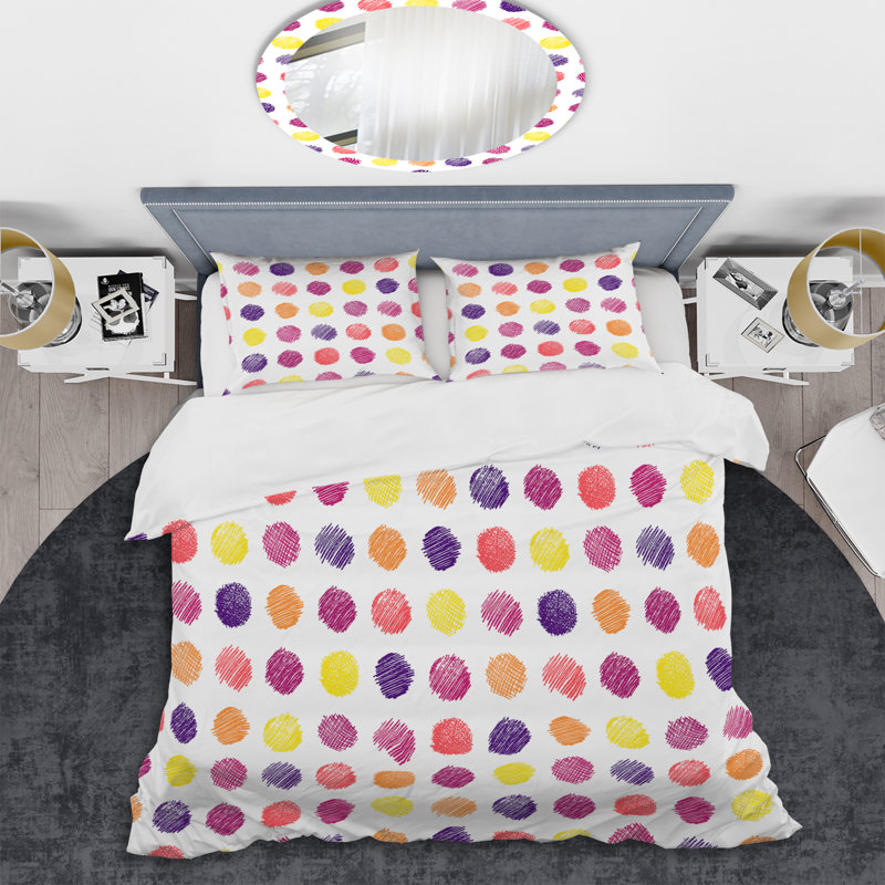 Multicolor Circle Pattern - Abstract Duvet Cover Set - Microfiber Polyester, Twin Duvet Cover + 1 Standard Sham