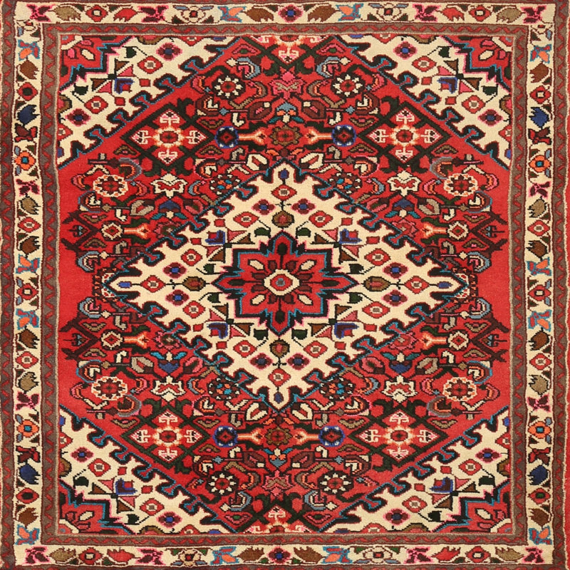 Tapis brun/noir/crème traditionnel Argie, Carré 4 pi