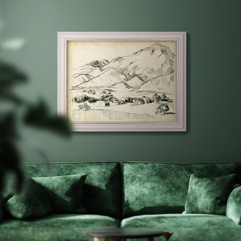 Dessin de montagne I, encadré sur toile, H 29 po x l 41 po x P 2,5 po