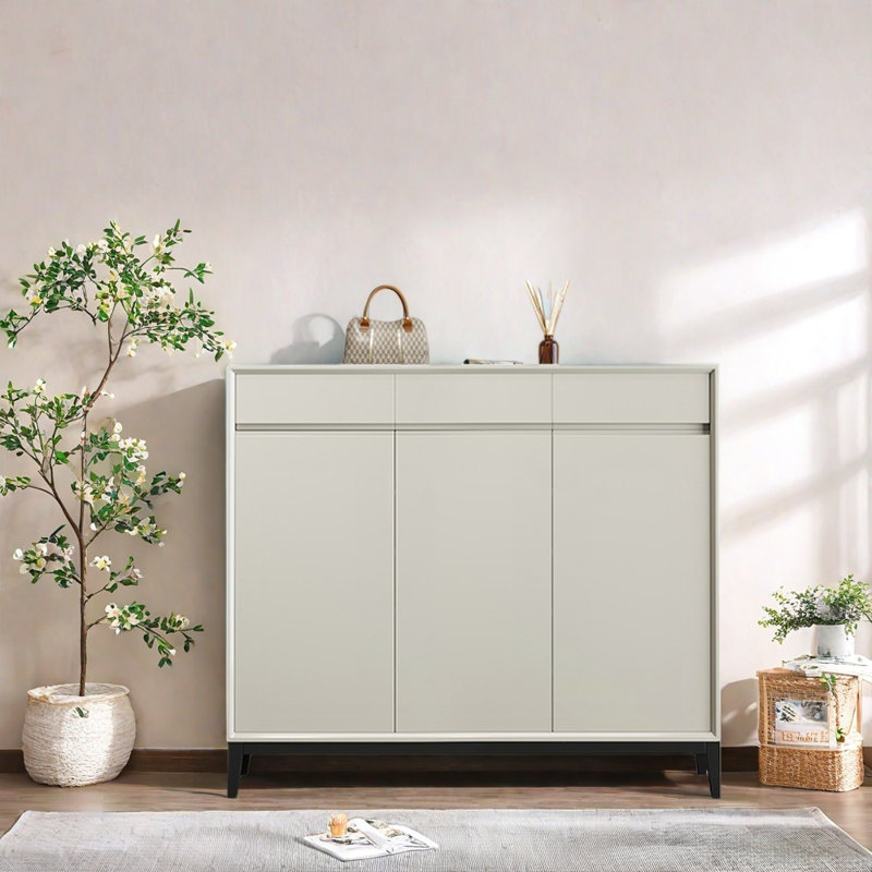 Solid Birchwood Console Cabinet, Ivory White