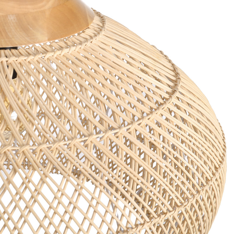 Luminaire suspendu en rotin naturel 1 lumière, H 17,72 po x l 23,62 po x P 23,62 po