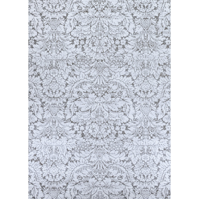 Tapis gris floral Roger, Rectangle 5 pi 3 po x 7 pi 6 po