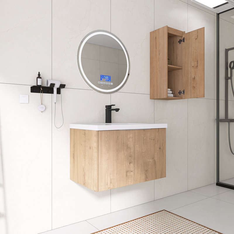 Ensemble de meuble-lavabo mural 30 po avec lavabo en résine et armoire murale, 30"