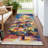 Machine Washable Indoor/Outdoor Christmas Tree Xhevrie Navy Rug-2046709860