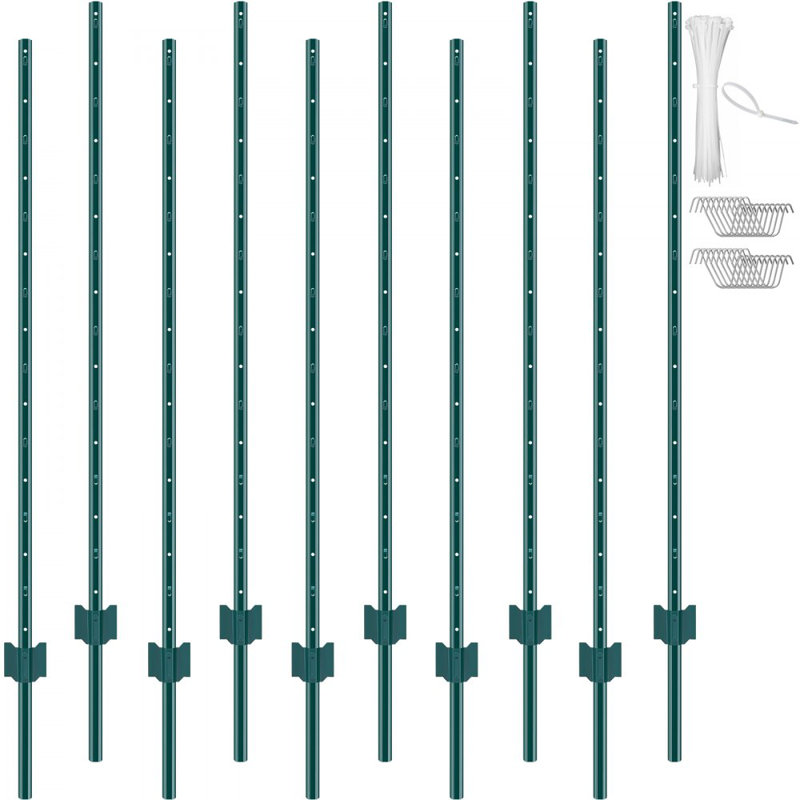 Paquet de 10 poteaux de clôture T-Post, H 60 po x l 0,59 po x P 3,41 po