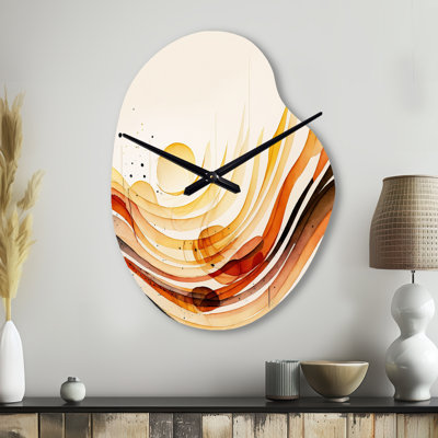 Horloge murale Burnt Orange Waves Abstract IV - Minimalisme