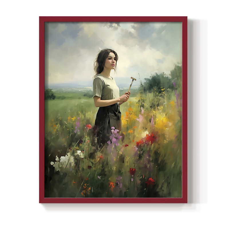 WOMEN Series CECIV - reproduction encadrée de qualité supérieure - prête à être accrochée - aucun clou requis, Rouge