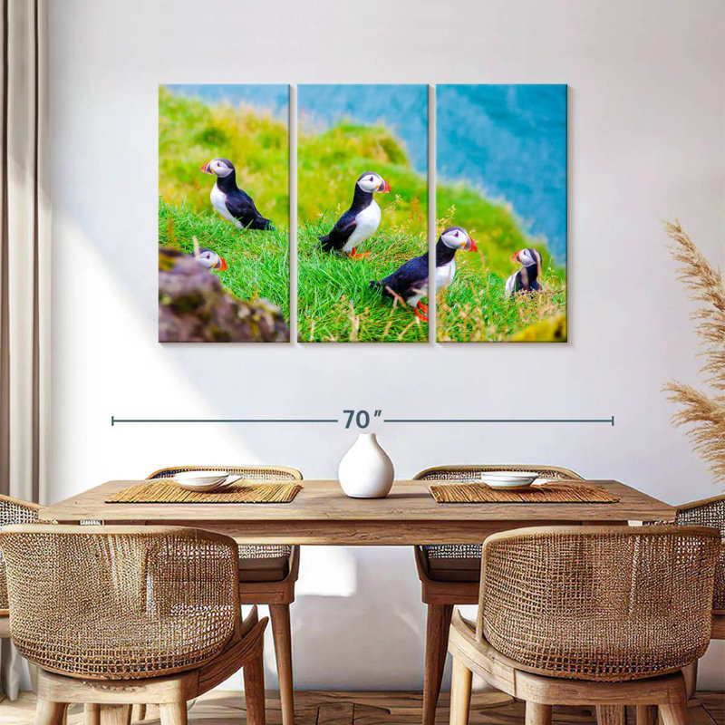 Brampt Puffins On Grass, 36" H x 57" W