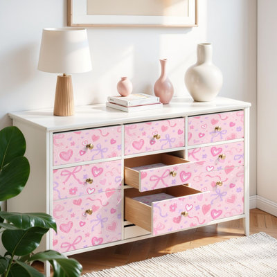 Papier peint auto-adhésif à motif de cœurs roses et mauves auto-adhésifs et amovibles 17,7 po x 118 po (45 x 300 cm)