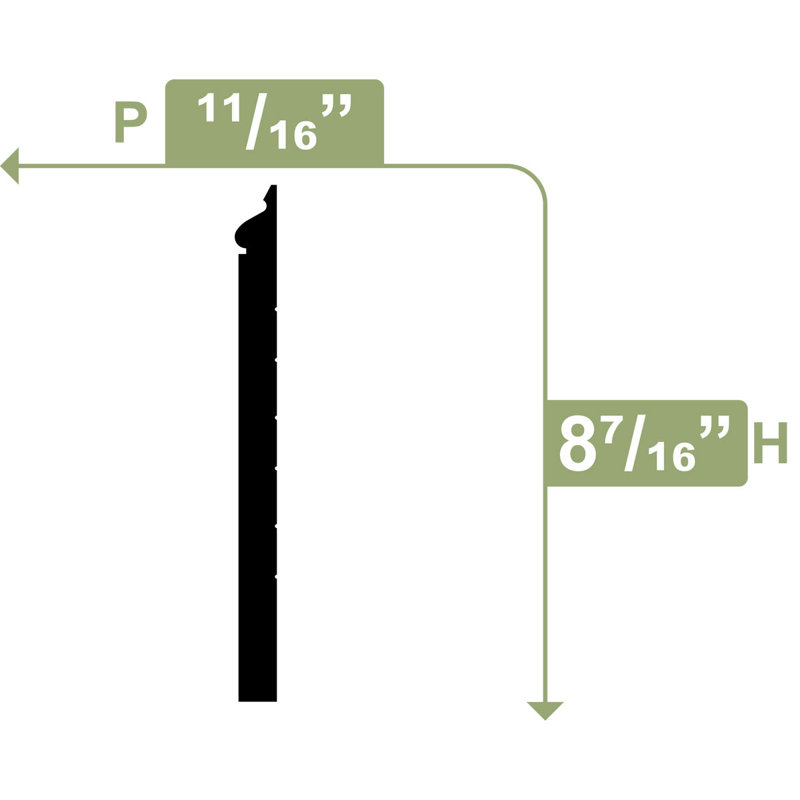 8 1/2"H x 3/4"P x 96"L Combination Base Moulding, PVC