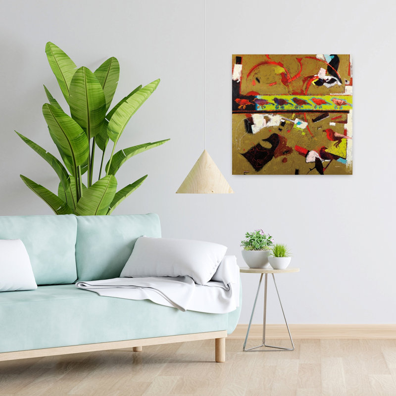 Art contemporain abstrait, direction gauche, H 24 po x l 24 po