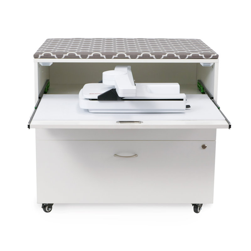 White Modern Embroidery Storage Cabinet with Soft-Closing Drawers