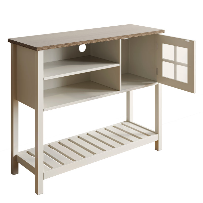 Buffet de 39,4 po de largeur avec porte vitrée et tablette réglable, Blanc