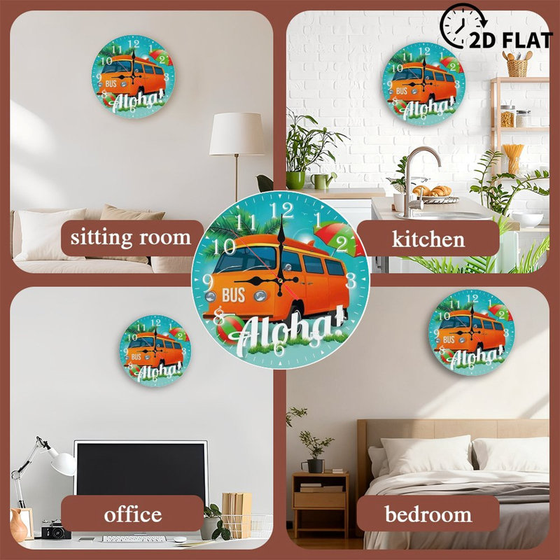 Horloge murale en bois 10 po, mouvement silencieux, à piles (piles AA non incluses), décor artistique, parfait pour les décorations
