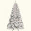 Arbre de Noël floqué avec 350 lumières UL et 35 pommes de pin naturelles - pointes en PVC enneigées, 888 pointes, structure à charnières, support en métal stable, installation facile-427351664