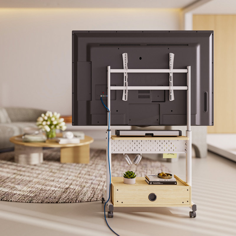 Meuble télé Charrisse pour meuble télé 40-85 po, Blanc/naturel