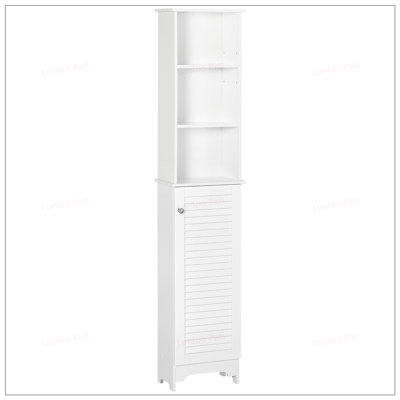 Tall Freestanding Bathroom Storage Cabinet with 3-Tier Adjustable Shelves and Enclosed Cabinetry, White