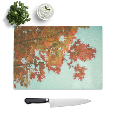 Tempered Glass Autumn Leaves Chopping Board