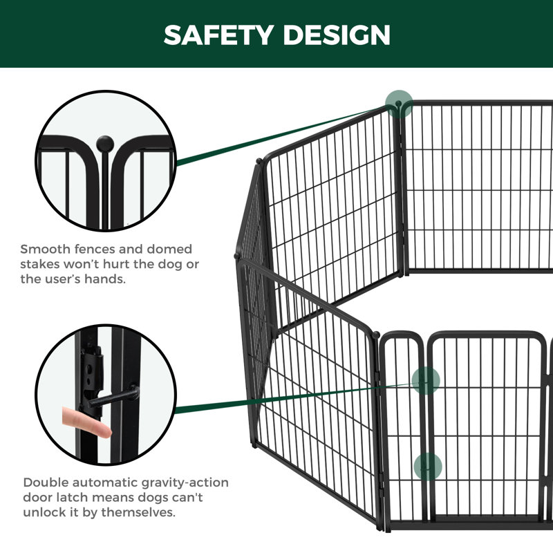 Black 32 Inch Metal Indoor Dog Playpen with Door