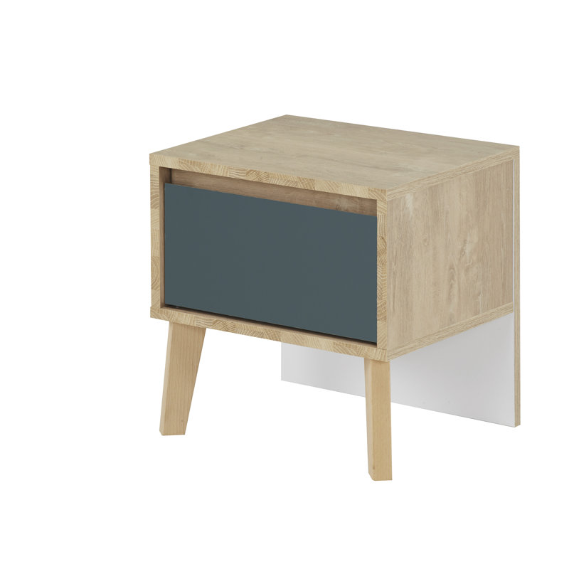 Xenia  42cm W Manufactured Wood Bedside Table, Beige/Blue
