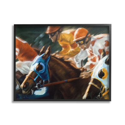Equestrian Jockeys Racing Framed Giclee Art by Kim McElroy