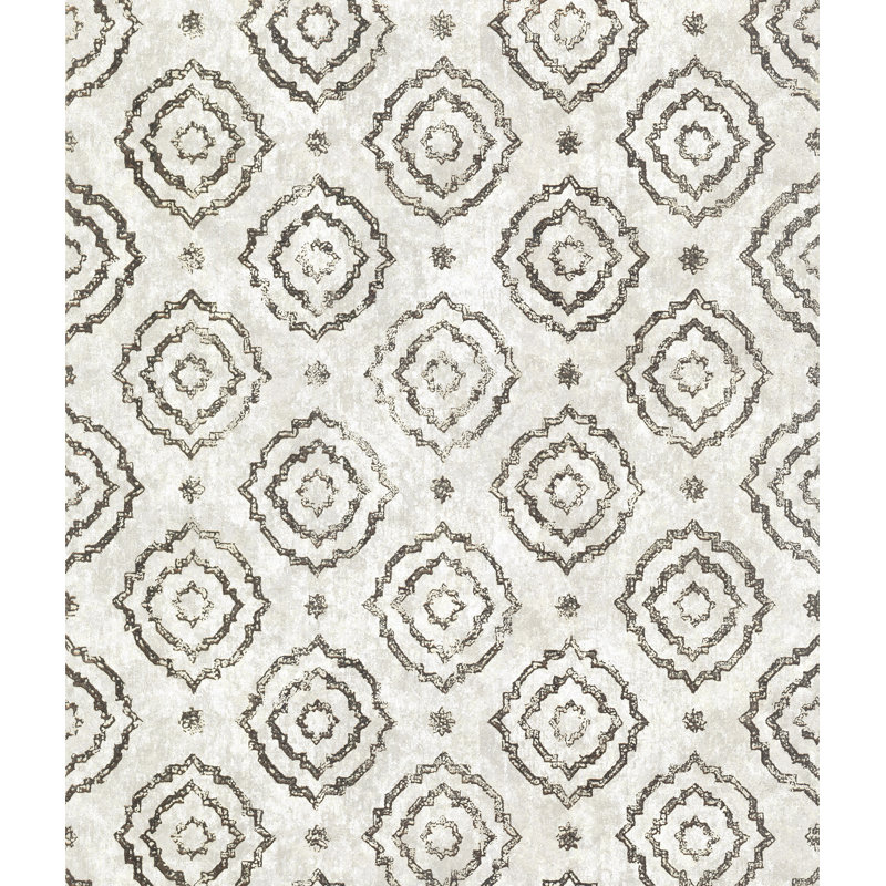 Rouleau de papier peint L 33 pi x l 27,6 po Liliann, Gris clair