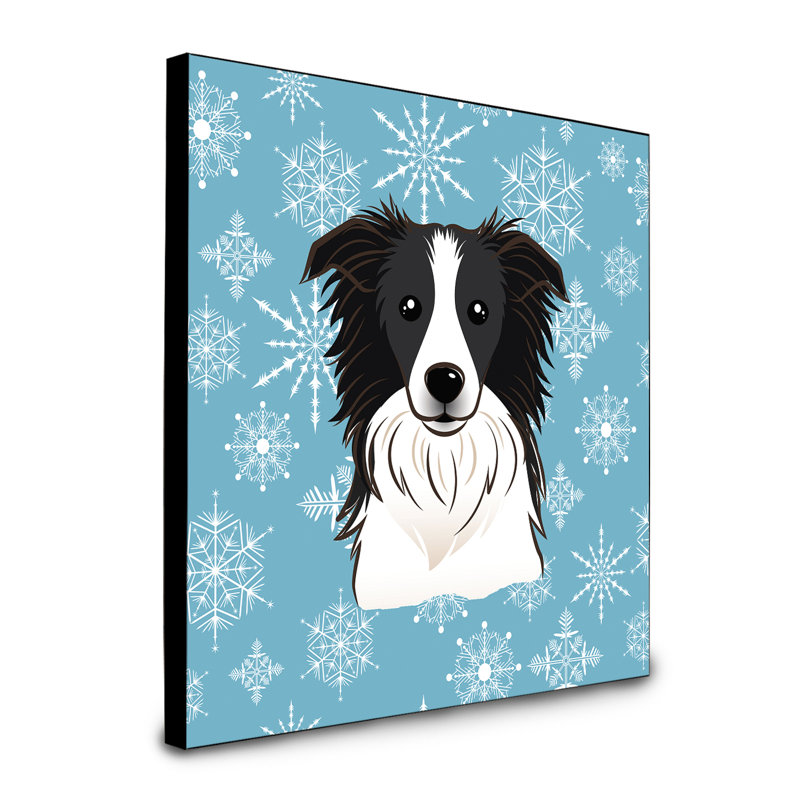 Panneau mural d’art flocon de neige Loula, Border collie noir