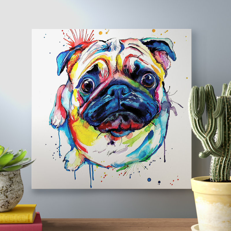 Pug II by Weekday Best - Wrapped Canvas Painting, 45.72 cm H x 45.72 cm W x 1.91 cm D