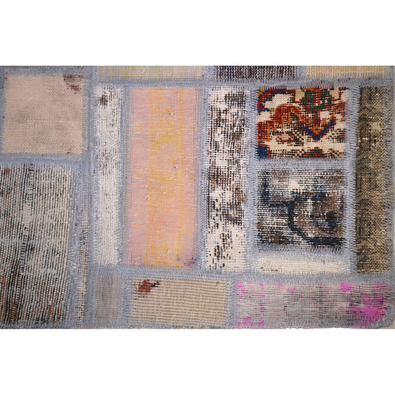 Tapis décoratif en laine noué à la main de conception unique 6 pi 7 po x 9 pi 2 po noué à la main