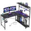 Zabarskaya Gaming Desk, Computer Desk with Power Outlets, LED Lights, Reversible Corner Desk with 4-Tier Shelves,Cup Holder & Hook Carbon Fiber-1392871146-1392850923