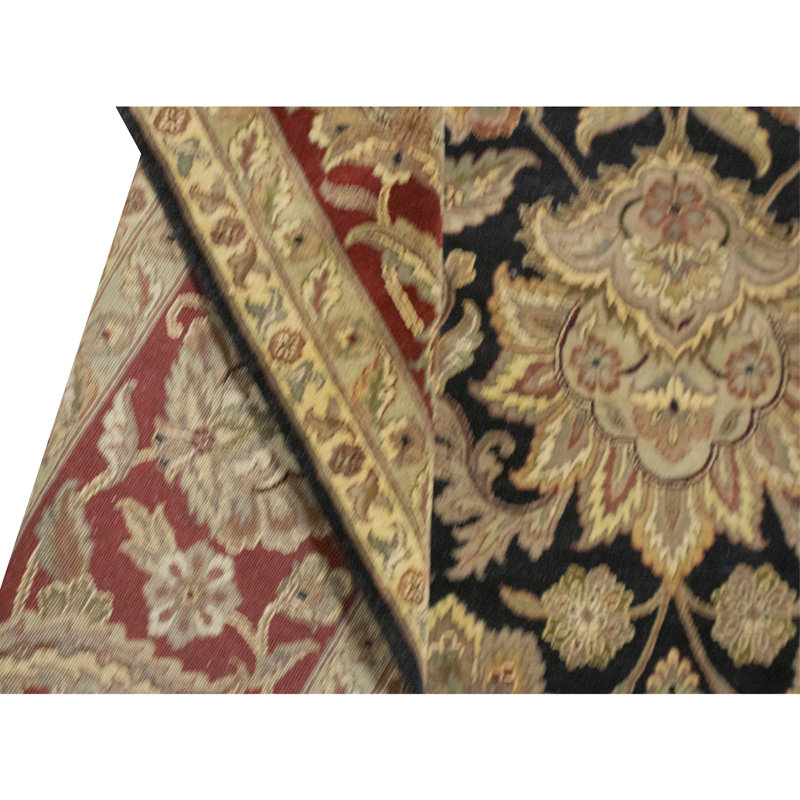 Tapis noir et rouille de haute qualité noué à la main