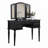 Bedroom Contemporary Vanity Set w Foldable Mirror Stool Drawers Black Color-795394290