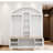59"w Wide Hall Tree,multi-functional Wardrobe/entrance Wardrobe, Equipped With Shoe Racks, Clothes Hangers And Hooks, For Hallway, Entryway, Living Room,white+walnut-2117236808