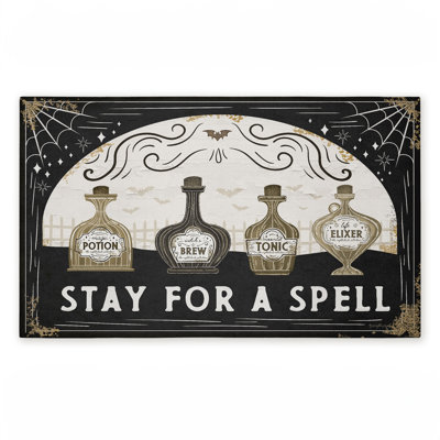 Stay For A Spell Potions Printed Outdoor Door Mat, design by Jennifer Pugh, 18"x30"