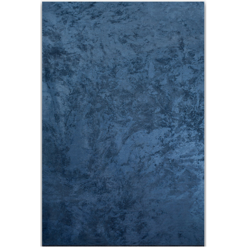 Rapture Hand-Knotted Cotton Navy Blue Area Rug, Rectangle 7'10" x 11'2"
