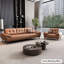 Causeuse coussin orange en cuir véritable