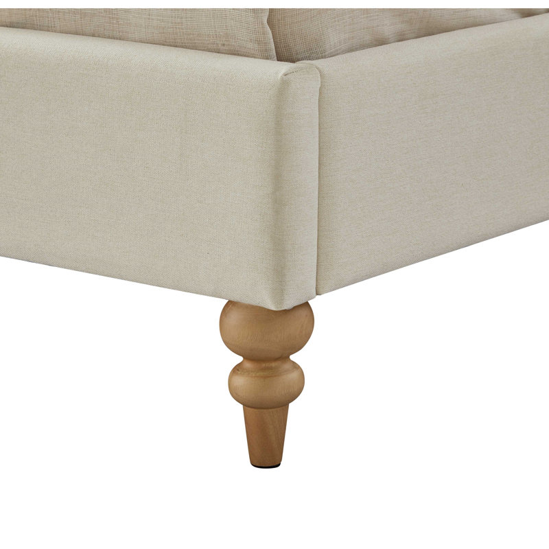 Elegance Kylah Linen Platform Modern Bed Queen Size, Queen, Beige