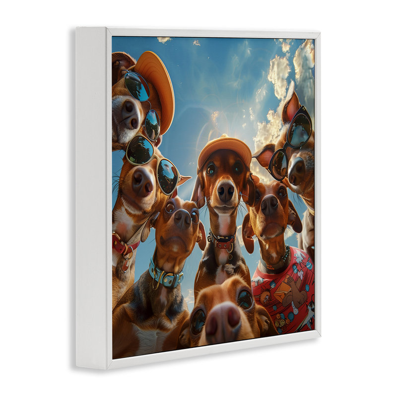  "Drôle de chien", "Giclée" par Jim Baldwin, H 12 po x l 12 po, Estampe numérique encadrée blanc bord de mer