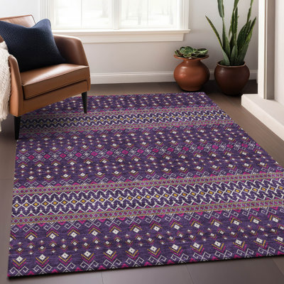 Premium Machine Washable Prisco Purple Rug