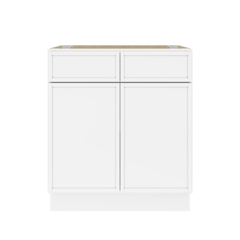 Armoire de base modulaire moderne en bouleau blanc avec structure étroite et quincaillerie à fermeture en douceur, disposition flexible pour les cuisines et espaces polyvalents