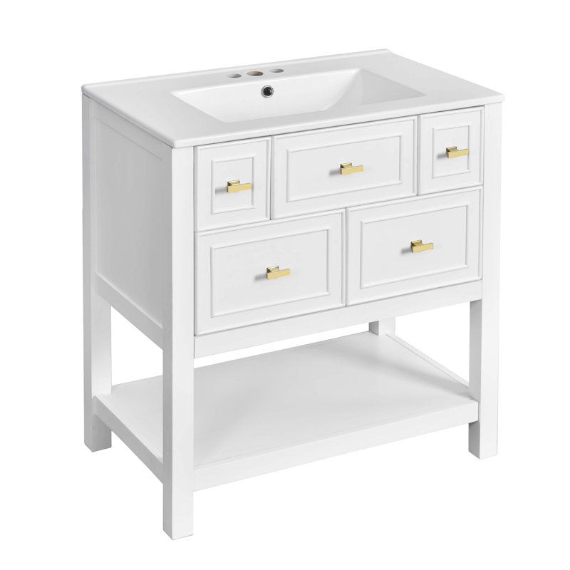 Sophisticated Bathroom Vanity With Multiple Functional Features For Optimal Storage, White