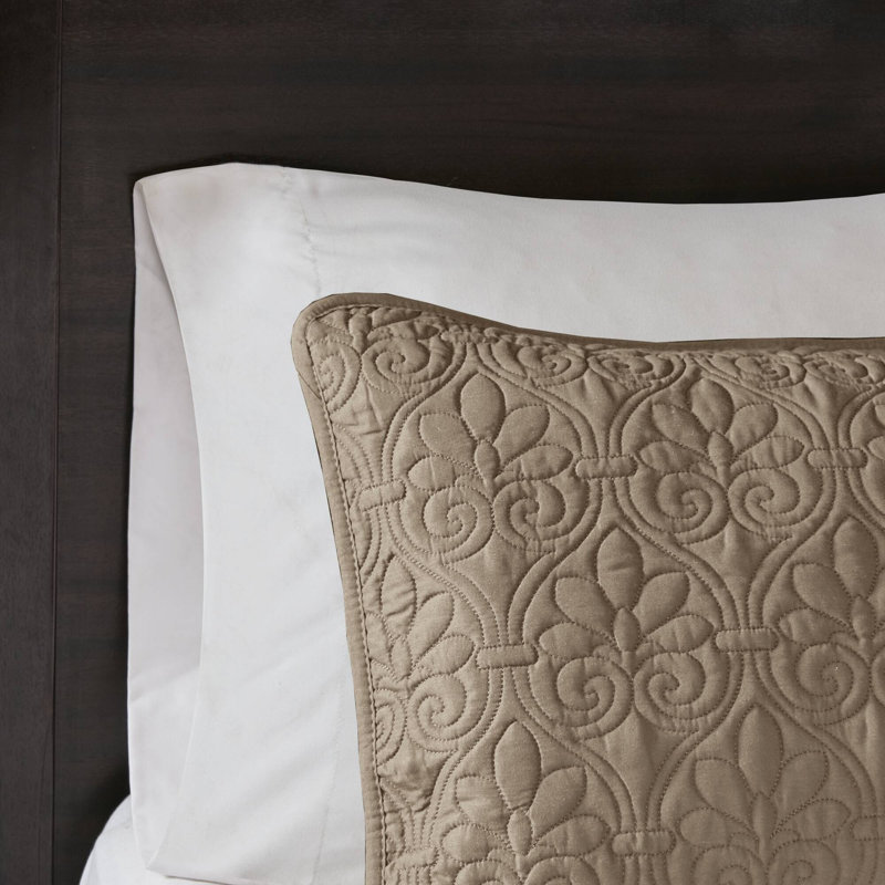 Khaki Twin Reversible Microfiber Bedspread Set