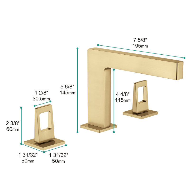Widespread 2-handle Bathroom Faucet with Drain Assembly, Brushed Gold
