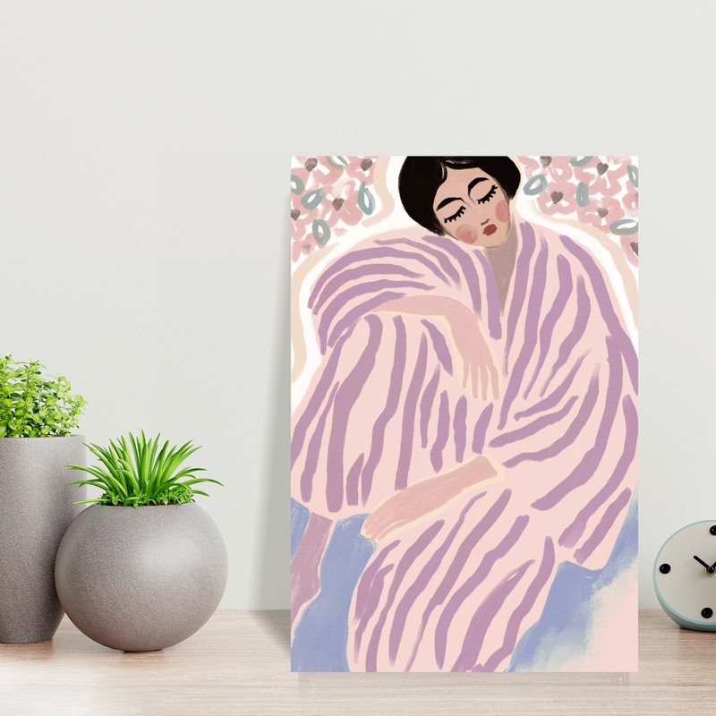 Serene Sleeping Woman Abstract Modern Wall Art Print 1 Piece Wrapped Canvas Wall Art, 45.72cm H x 30.48cm W