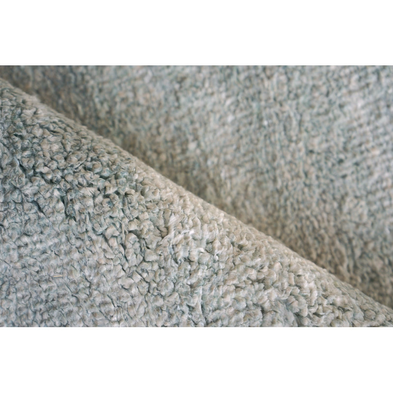 Plush Hand-Knotted Wool/Viscose Area Rug in Gray/Blue, Rectangle 12' x 15'