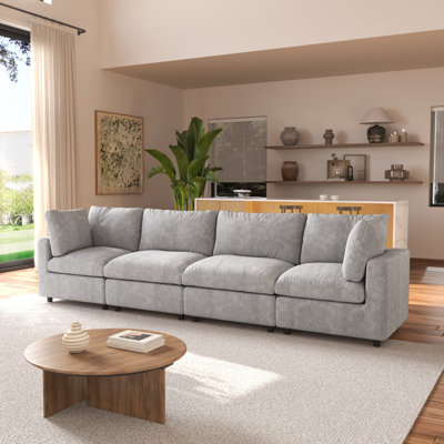 Kessi 134" Upholstered Slipcovered Sofa
