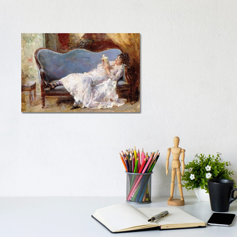 A Lady Reading by Eduardo-Leon Garrido - Wrapped Canvas Gallery-Wrapped Canvas Giclée, 20.32 cm H x 30.48 cm W