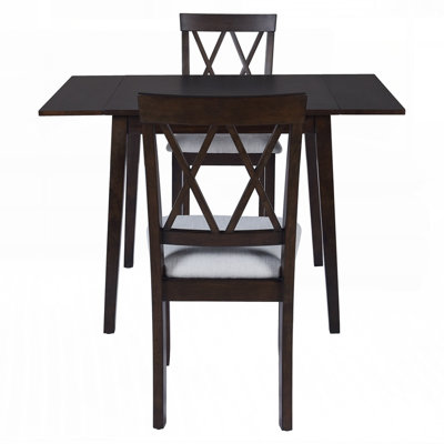 Extendable Drop Leaf Dining Set with Four Ergonomic Chairs, Perfect for Space-Saving and Versatile Home Decor.